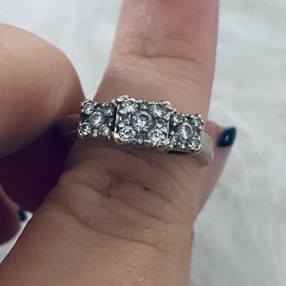 Past present future pave 14k diamond ring